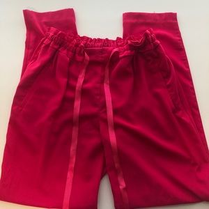 ZARA Pink Fuchsia Paperbag Waist Tie Crop Culotte